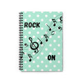 Light Green Polka Dot Music Notebook — Rock On Spiral Journal (Ruled)