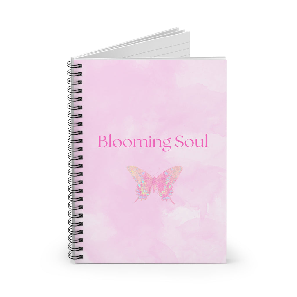 Blooming Soul Pink Spiral Notebook – Lined Journal with Butterfly Design