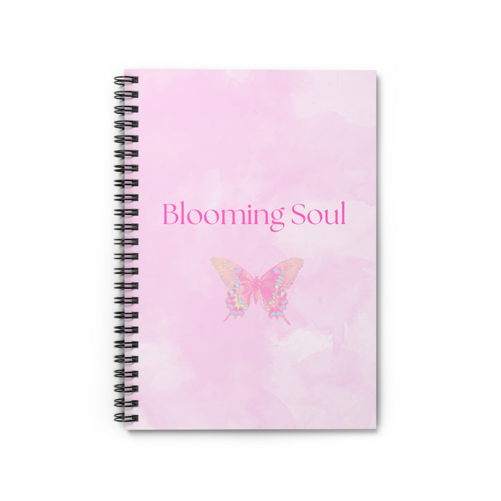 Blooming Soul Pink Spiral Notebook – Lined Journal with Butterfly Design