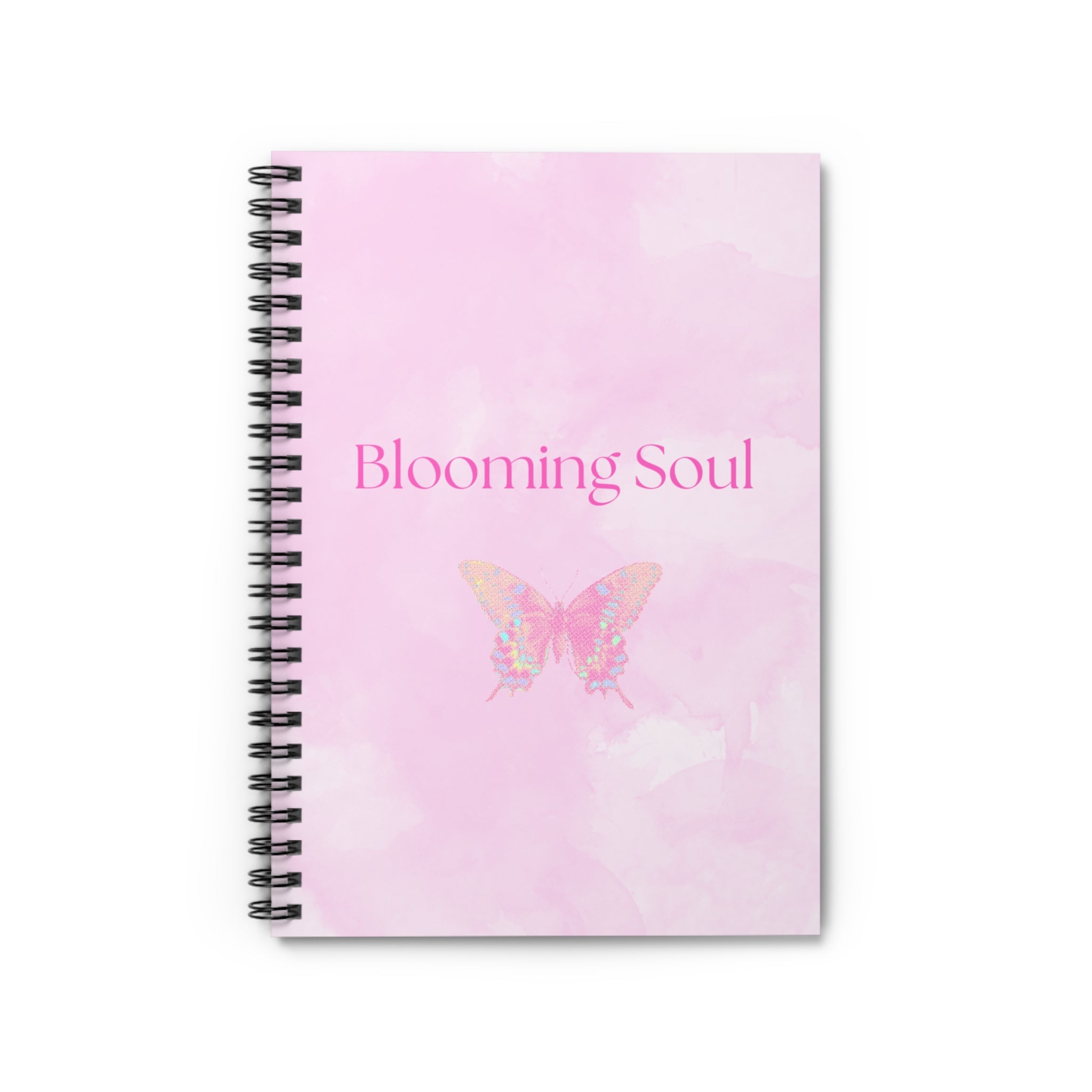 Blooming Soul Pink Spiral Notebook – Lined Journal with Butterfly Design