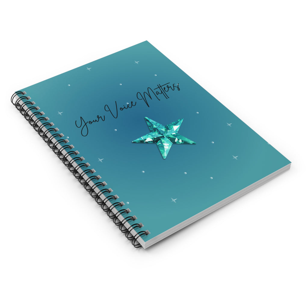 Your Voice Matters Spiral Notebook — Teal Star Ruled Journal for Inspiration & Self-Reflection