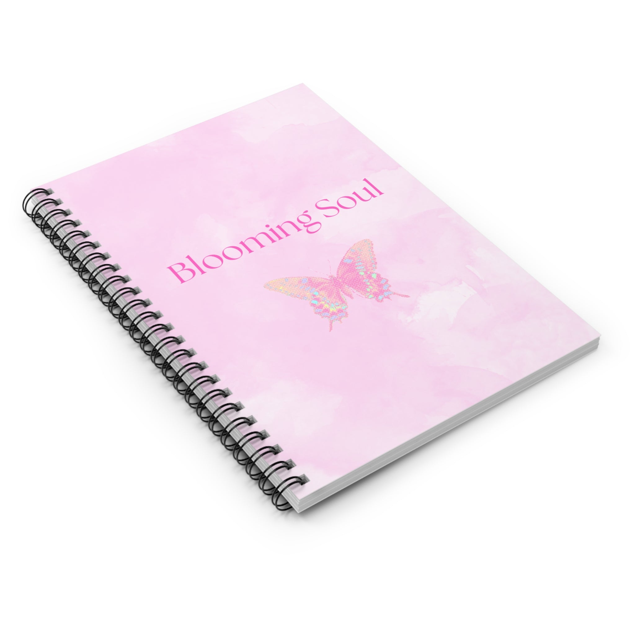 Blooming Soul Pink Spiral Notebook – Lined Journal with Butterfly Design