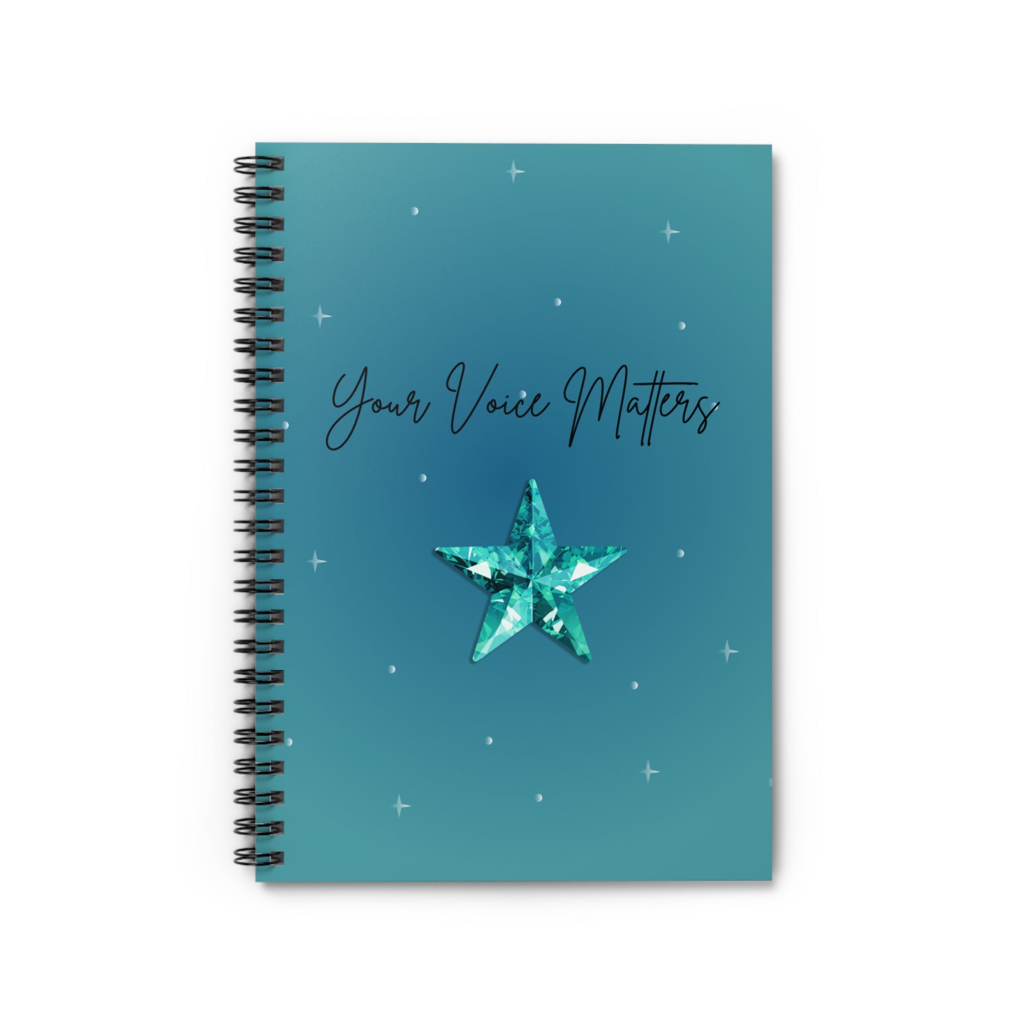 Your Voice Matters Spiral Notebook — Teal Star Ruled Journal for Inspiration & Self-Reflection